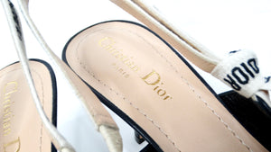 Christian Dior J'ADIOR Denim Patchwork Slingback Kitten Heels