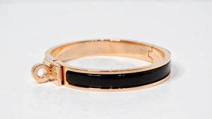 Hermes Rose Gold Plated & Black Noir Mini Clic Kelly Bracelet