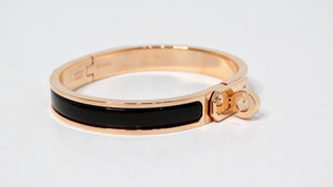 Hermes Rose Gold Plated & Black Noir Mini Clic Kelly Bracelet