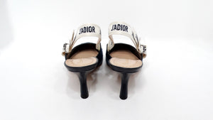 Christian Dior J'ADIOR Denim Patchwork Slingback Kitten Heels