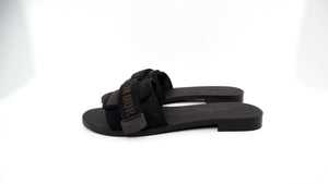 Christian Dior Dio(r)Evolution Black Grosgrain Trim & Velcro Strap Slides