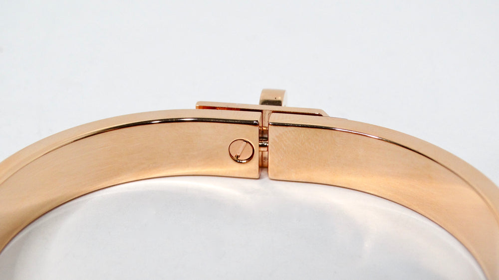 Hermes Rose Gold Plated & Black Noir Mini Clic Kelly Bracelet