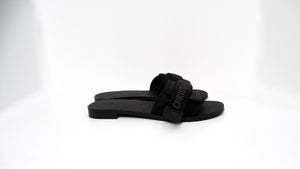 Christian Dior Dio(r)Evolution Black Grosgrain Trim & Velcro Strap Slides