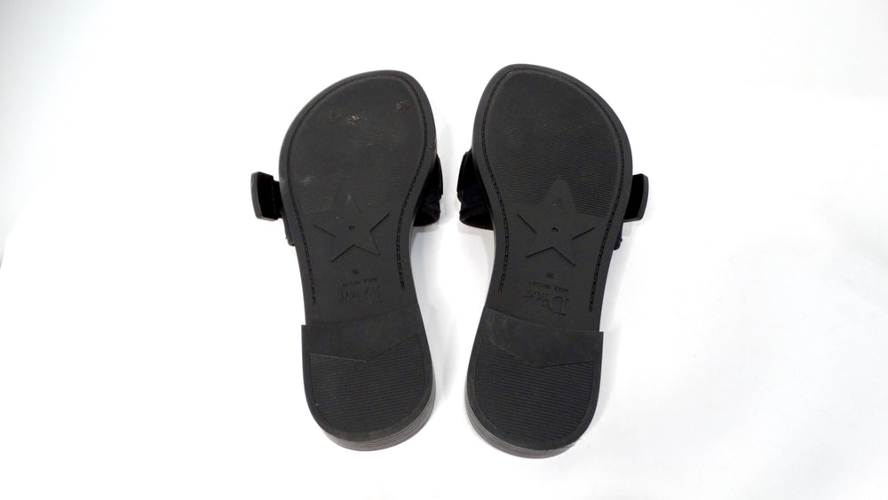 Christian Dior Dio(r)Evolution Black Grosgrain Trim & Velcro Strap Slides