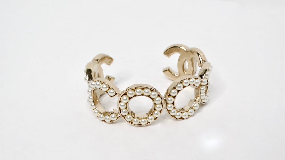 Chanel COCO Pearl 14K Gold Plated Cuff