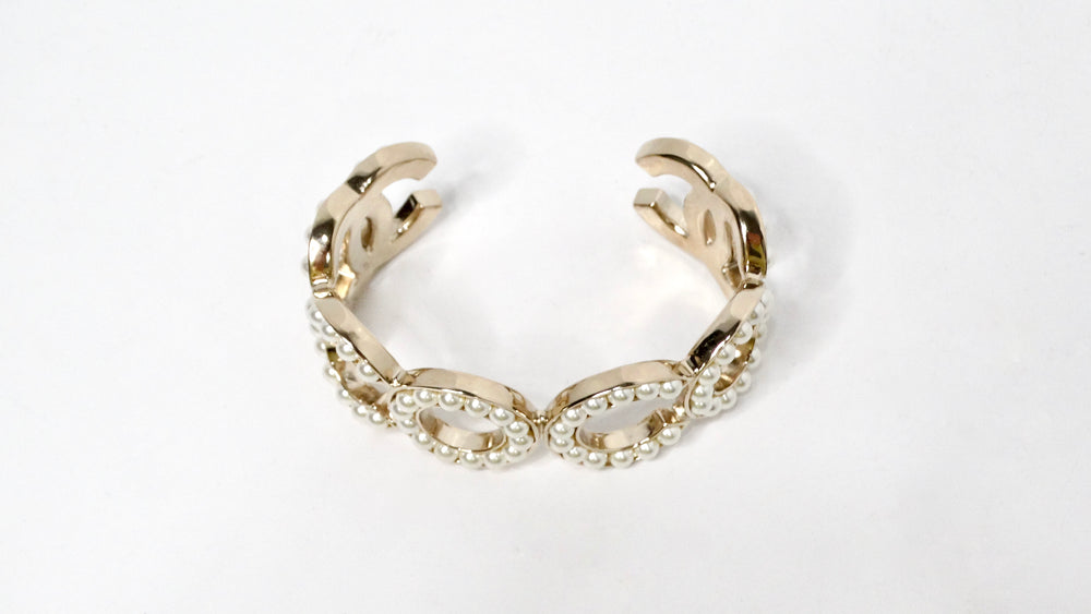 Chanel COCO Pearl 14K Gold Plated Cuff