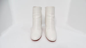 Christian Louboutin White Suzi Folk Smooth Calfskin Ankle Boots