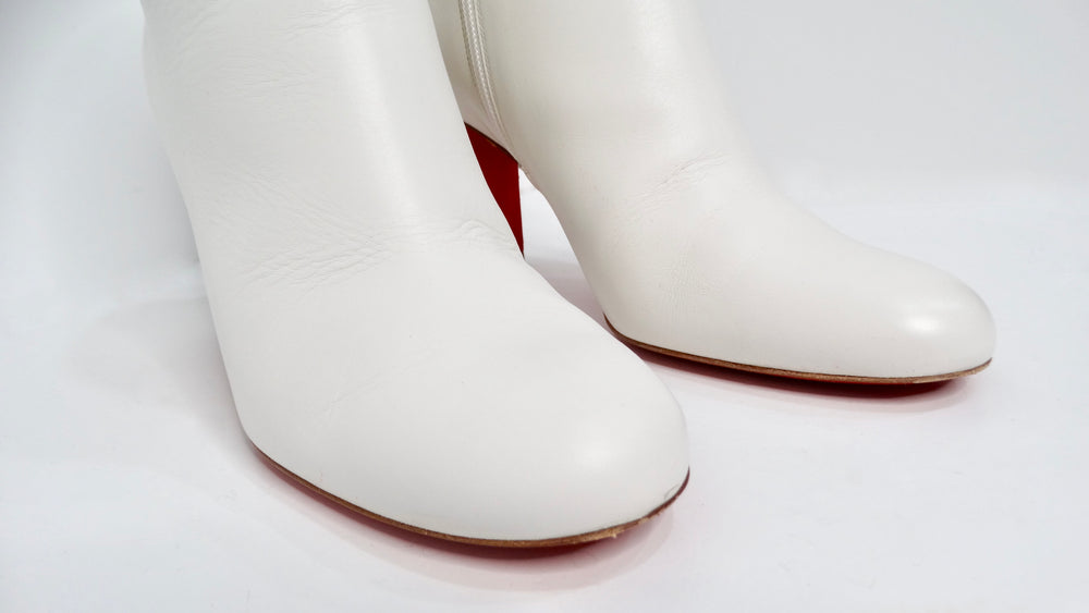 Christian Louboutin White Suzi Folk Smooth Calfskin Ankle Boots