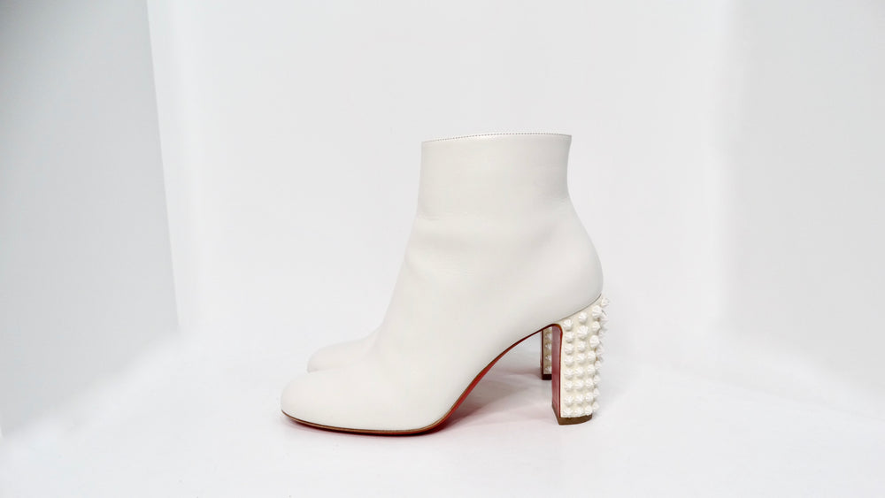 Christian Louboutin White Suzi Folk Smooth Calfskin Ankle Boots