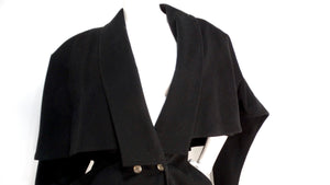 Gianni Versace 1980s Black Wool Cinched Jacket With Cape Detail Feature