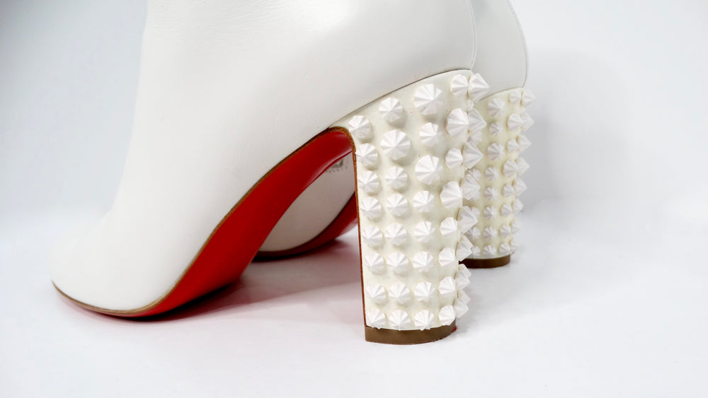 Christian Louboutin White Suzi Folk Smooth Calfskin Ankle Boots