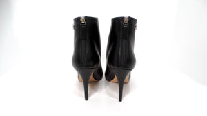 Chanel Black Lambskin Leather Heel Ankle Boots