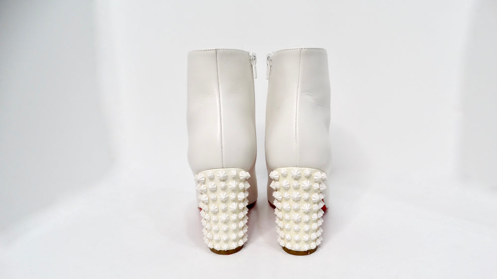 Christian Louboutin White Suzi Folk Smooth Calfskin Ankle Boots