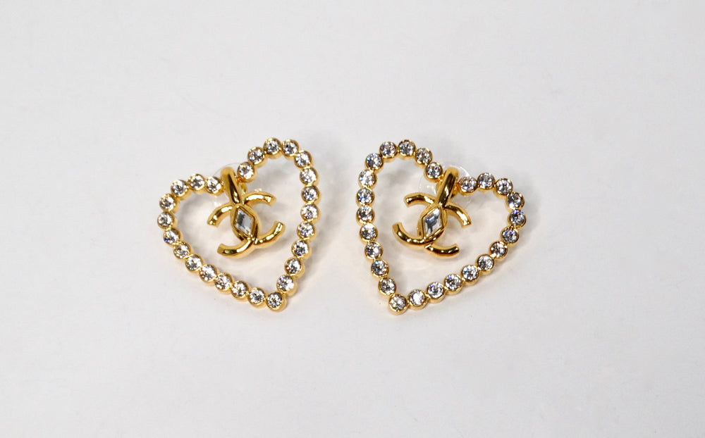 Chanel Cruise 2022/23 Crystal & Gold Plated CC Earrings