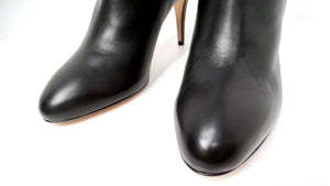 Chanel Black Lambskin Leather Heel Ankle Boots