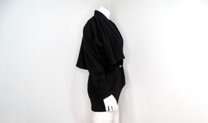 Gianni Versace 1980s Black Wool Cinched Jacket With Cape Detail Feature