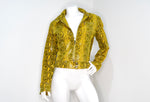 Y2K Yellow Python-Print Suede Biker Style Jacket