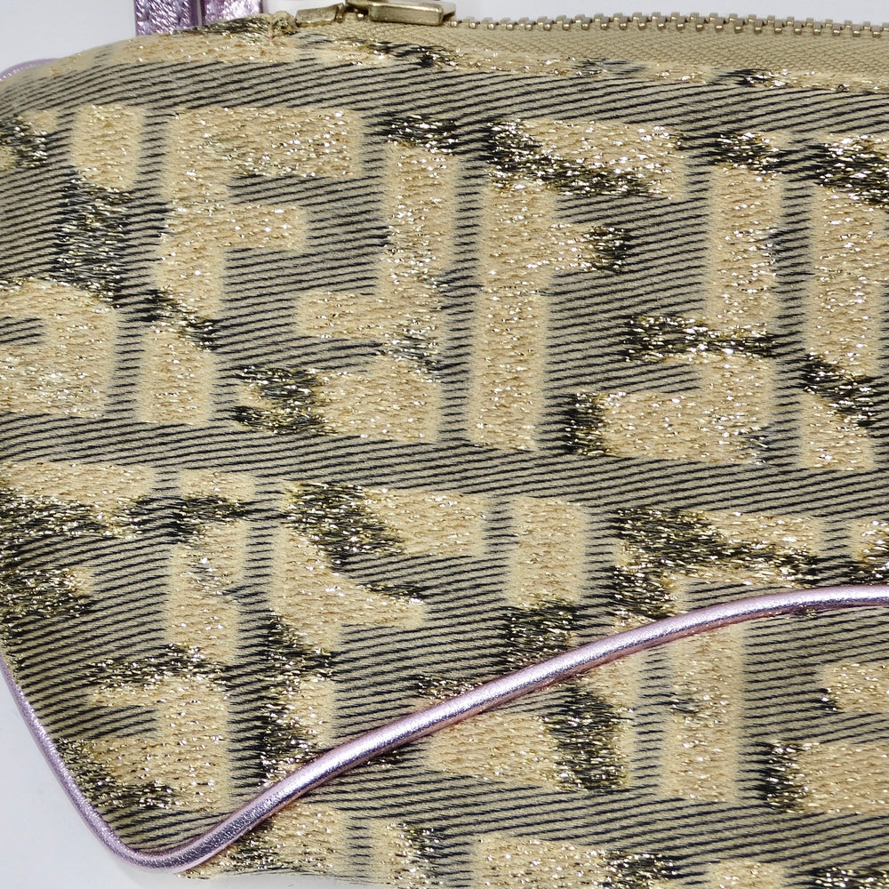 Fendi 2002 Gold Lilac Zucca Monogram Micro Handbag