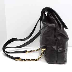 Chanel 1997 Black CC Leather Backpack