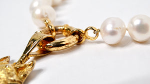 Wolf Gold-Plated Sterling Silver Pendant & Freshwater Pearl Strand Necklace