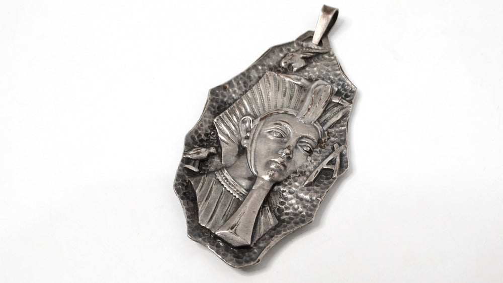 Egyptian Revival 800 Silver Large Pendant Circa 1900