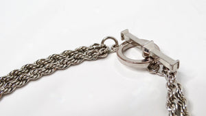 Vintage Sterling Silver Gemstone Cross Pendant Rope Chain Necklace
