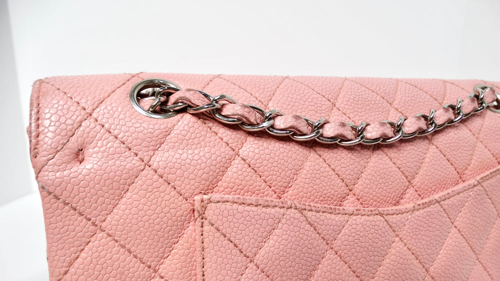 Chanel 2004 Small Pink Caviar Leather Classic Double-Flap Handbag