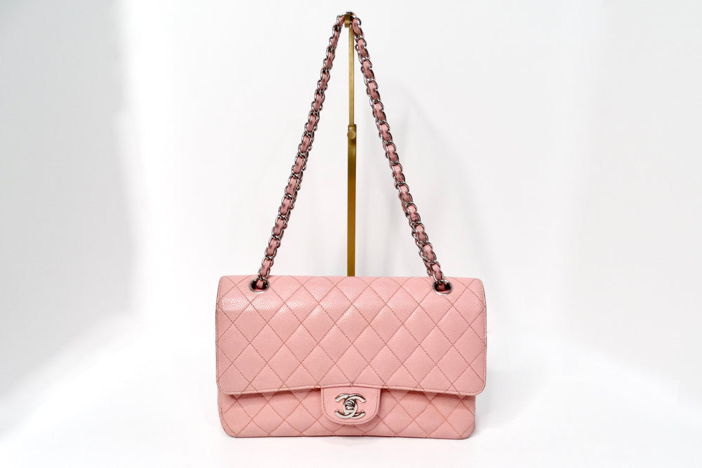 Chanel 2004 Small Pink Caviar Leather Classic Double-Flap Handbag