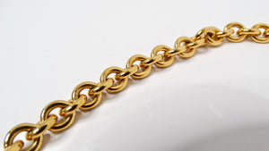 1993 Chanel Red Gripoix Gold Tone Cross Pendant Chain Link Necklace