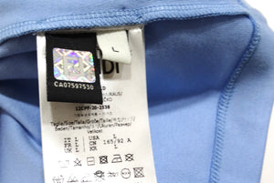 Fendi Light Blue Cotton Logo Embossed Crop Top T-Shirt