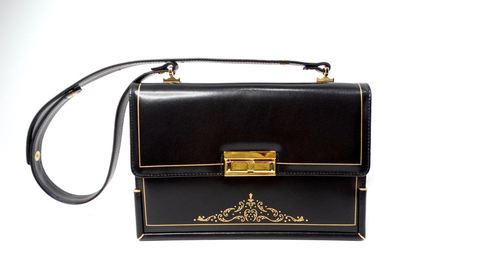 Misuri Custom Italian Black Leather Shoulder Bag