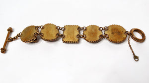 1998 Stephen Dweck Natural Gemstone Brass & Sterling Silver Toggle Bracelet