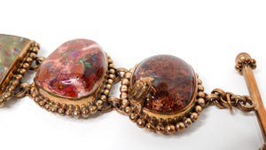 1998 Stephen Dweck Natural Gemstone Brass & Sterling Silver Toggle Bracelet