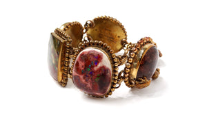 1998 Stephen Dweck Natural Gemstone Brass & Sterling Silver Toggle Bracelet