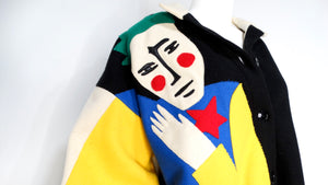 Jean Charles De Castelbajac 1980s Wool Abstract Face Jacket