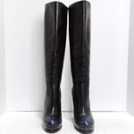 Chanel Black/Navy Blue Leather CC Boots
