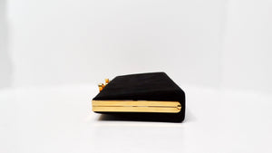 Jimmy Choo Black Suede Celeste Crystal Logo Clutch