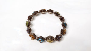 Barbara Bixby Sterling Silver & 18k Gold Gemstone Flower Bracelet