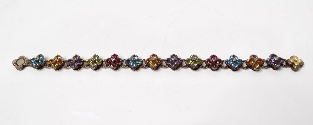 Barbara Bixby Sterling Silver & 18k Gold Gemstone Flower Bracelet