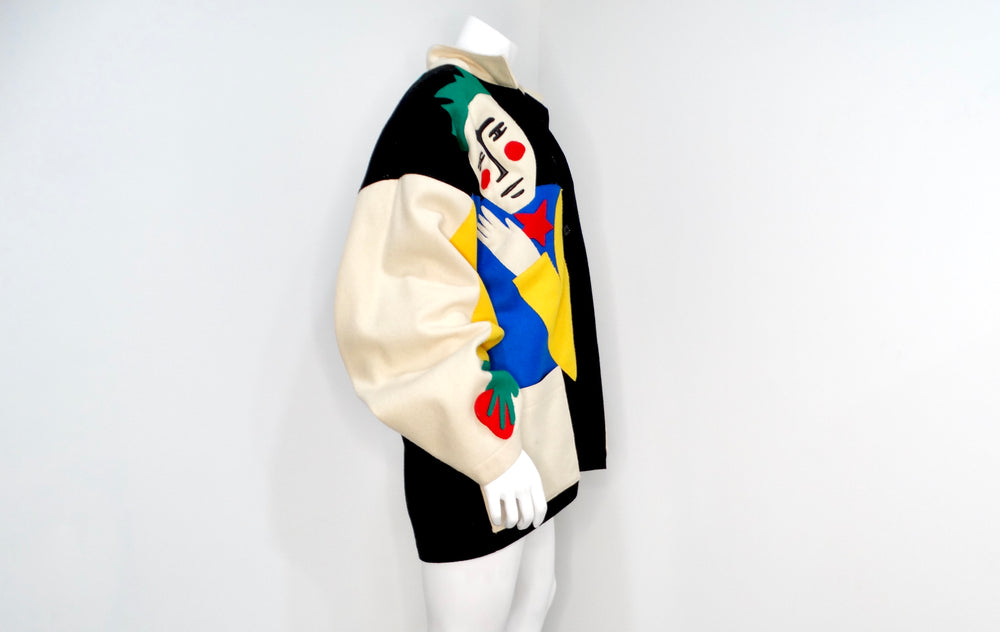 Jean Charles De Castelbajac 1980s Wool Abstract Face Jacket