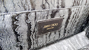 Jimmy Choo Black Suede Celeste Crystal Logo Clutch