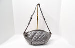 Chanel 2015 Silver Metallic Quilted Calfskin Banane Fanny Pack Waist Bag