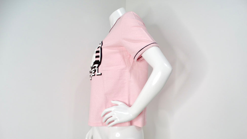 Chanel 2019 La Pausa Cruise Print Pink Terrycloth T-Shirt