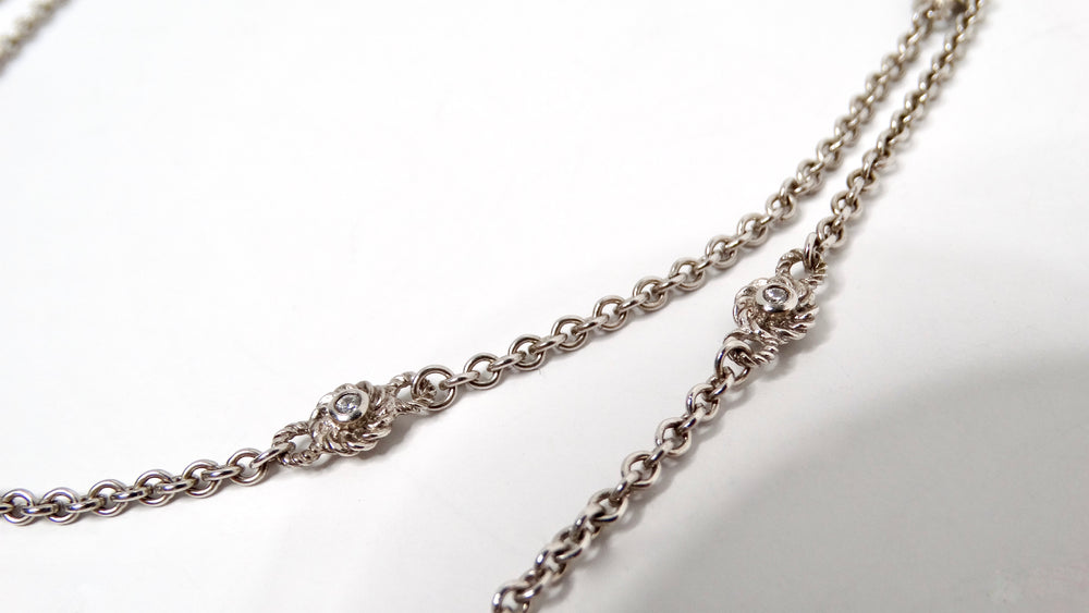 Judith Ripka Long Sterling Silver Chain Necklace With Cubic Zirconia Accents