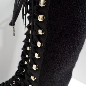 Chanel Fall 2014 Patent Calfskin Tweed Sneaker Boot