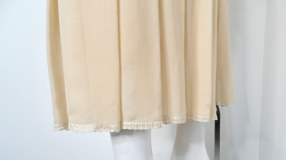 Chloe by Karl Lagerfeld Circa 1970s Cream Blush Tiered Lace & Pleated Dress