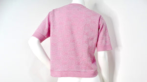 Gucci 2020 Pink Shiny Wool Monogram T-Shirt