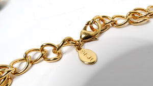 1970s Kenneth Jay Lane Multicolor Carved Scarab Gold Tone Necklace
