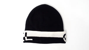 Chanel Cashmere Black & White Logo Beanie