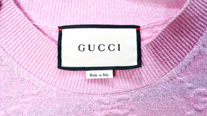 Gucci 2020 Pink Shiny Wool Monogram T-Shirt